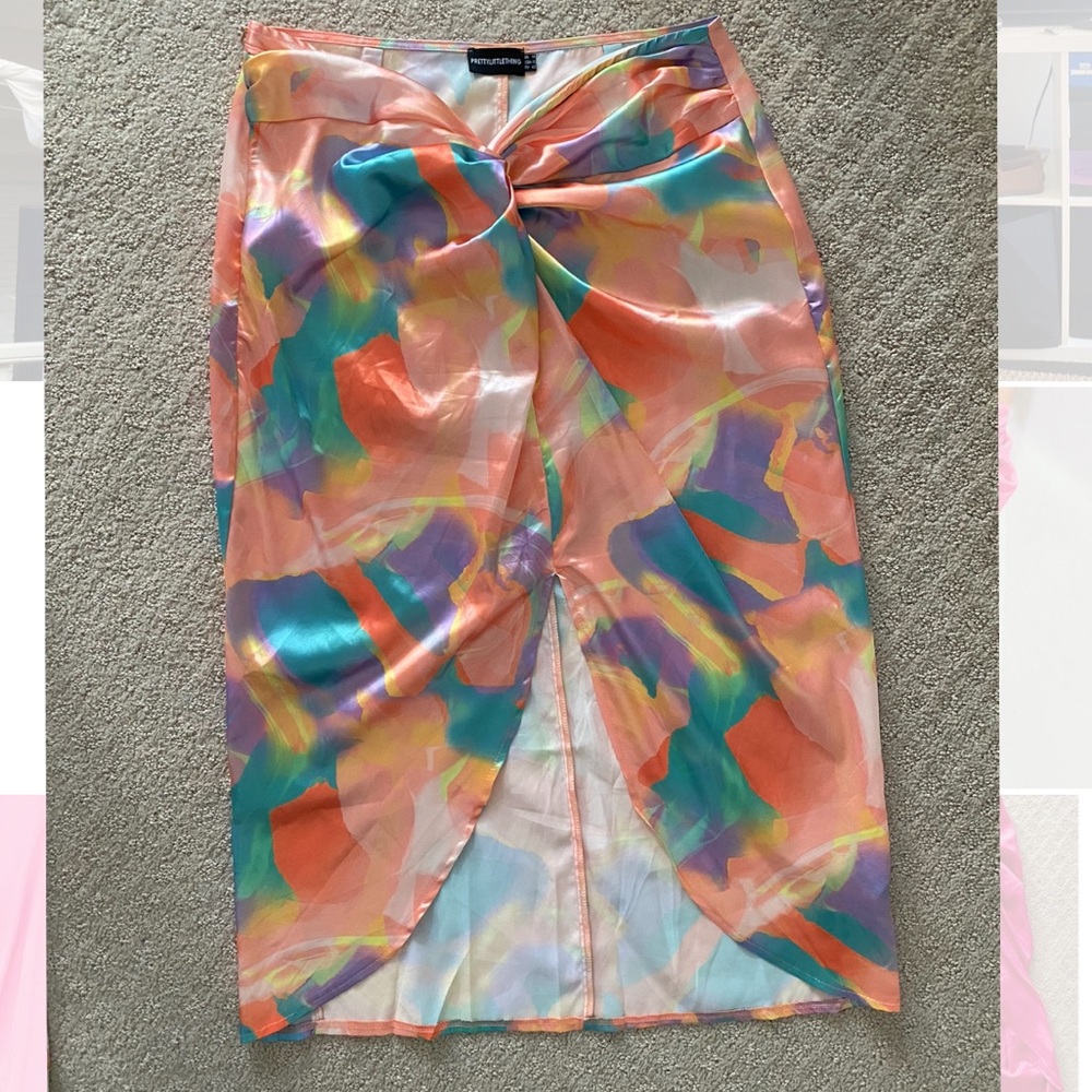 Pretty little things water color tie dye midi skirt